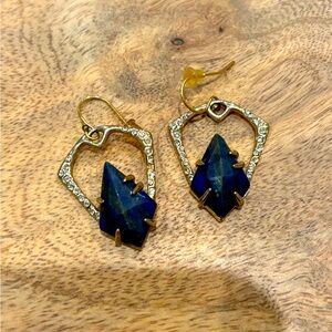 Alexis Bittar Crystal Miss Havisham drop hoop earrings with lapis